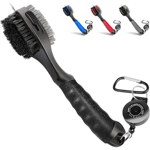 PRO Retractable Golf Club Brush -  Brush  with Soft Rubber Hand Grip & Retractable  Cleaner Golf Brush(Black(1 Pcs))