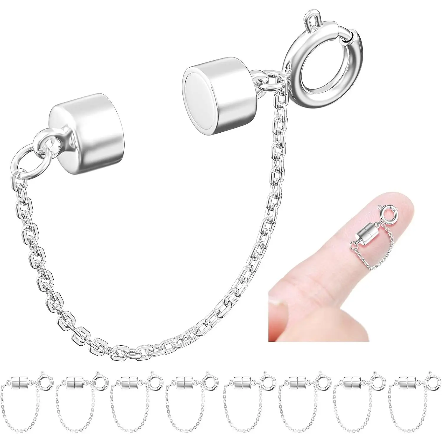 Bracelet Clasps and Closures with Safety Chain Never Fall | 8 count  and  Bracelet Extender Converter   Clasps for Women