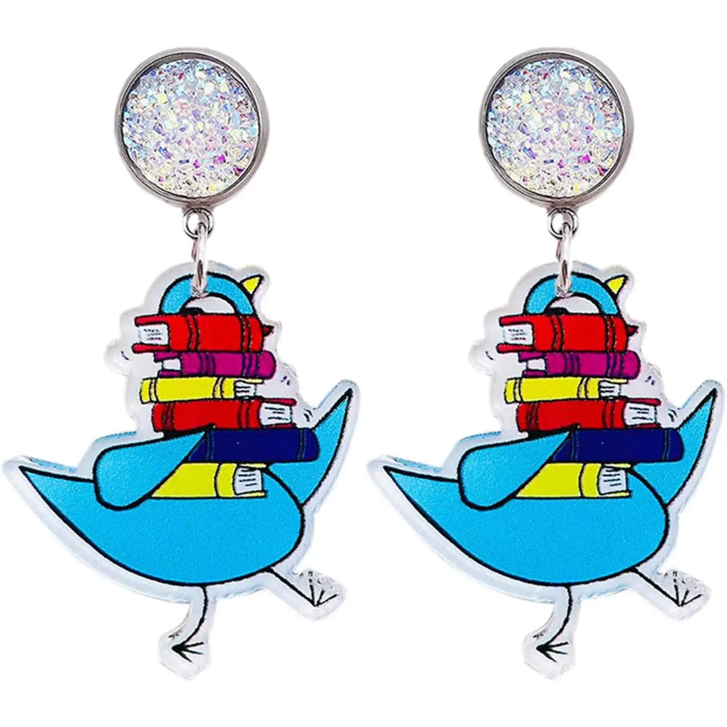 Funny  Teacher  Drop Dangle Earrings for Women Cute   Elephant Book Reading Earrings for Teacher