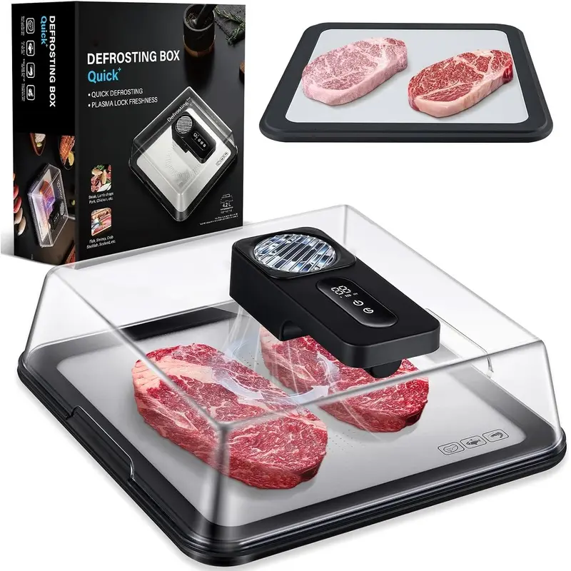 BBQ Kitchen Frozen Meat Defrosting Tray - Evenly Thaw, Nonstick, Easy Clean,Evenly thaws frozen meat with safe premium constant temp, Nonstick surface, easy clean, Perfect for BBQ and grilling at home