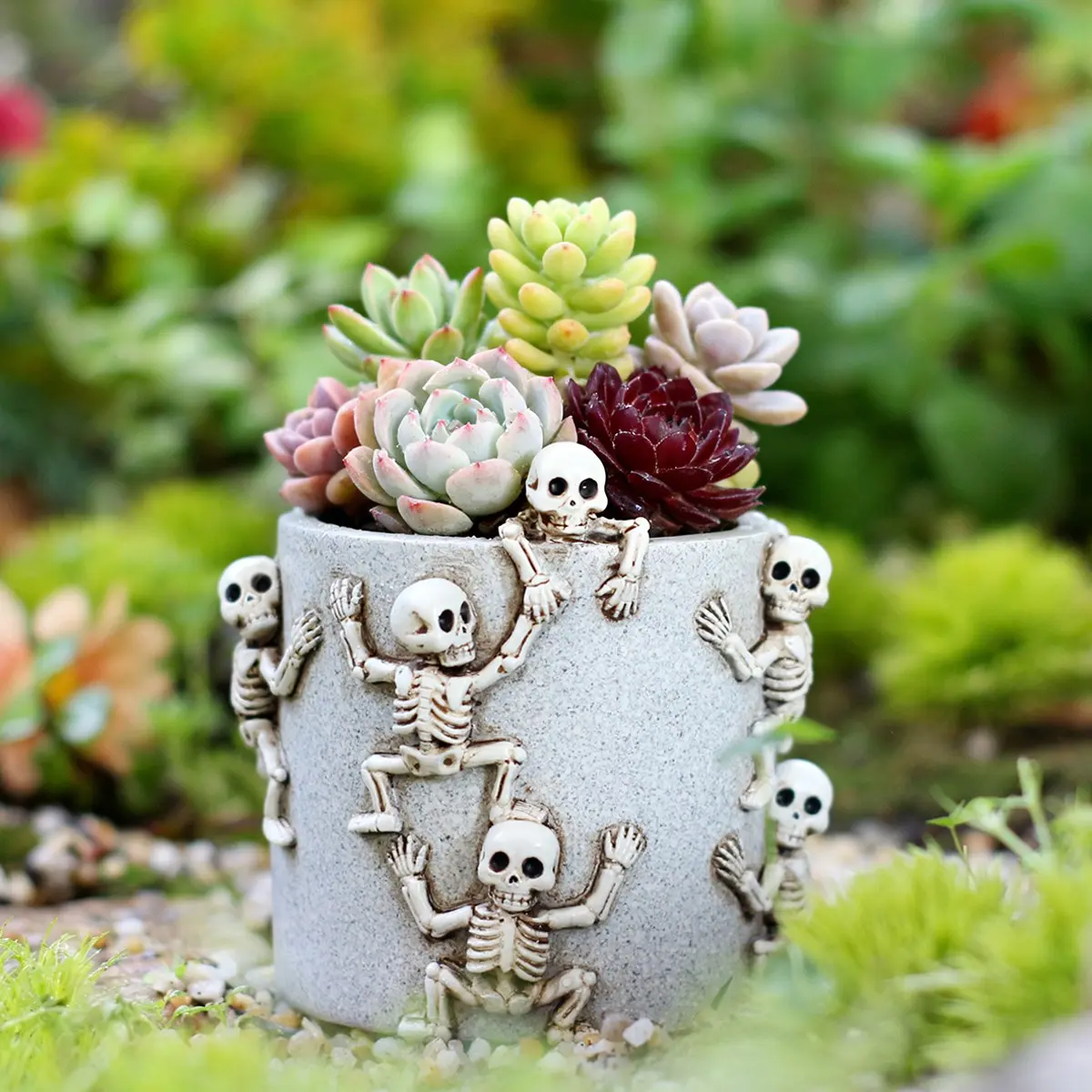 Funny Halloween Garden Decoration Flower Pot, Multi-Skeleton Climbing Planter, Window Box, Home Halloween Decorative Flower Pot, Resin Planter