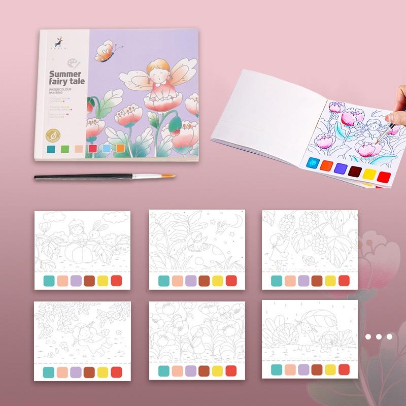 Watercolor Painting Book, Coloring Book, 1 Count Early Education Art Book, Arts And Crafts For Boys & Girls Gifts