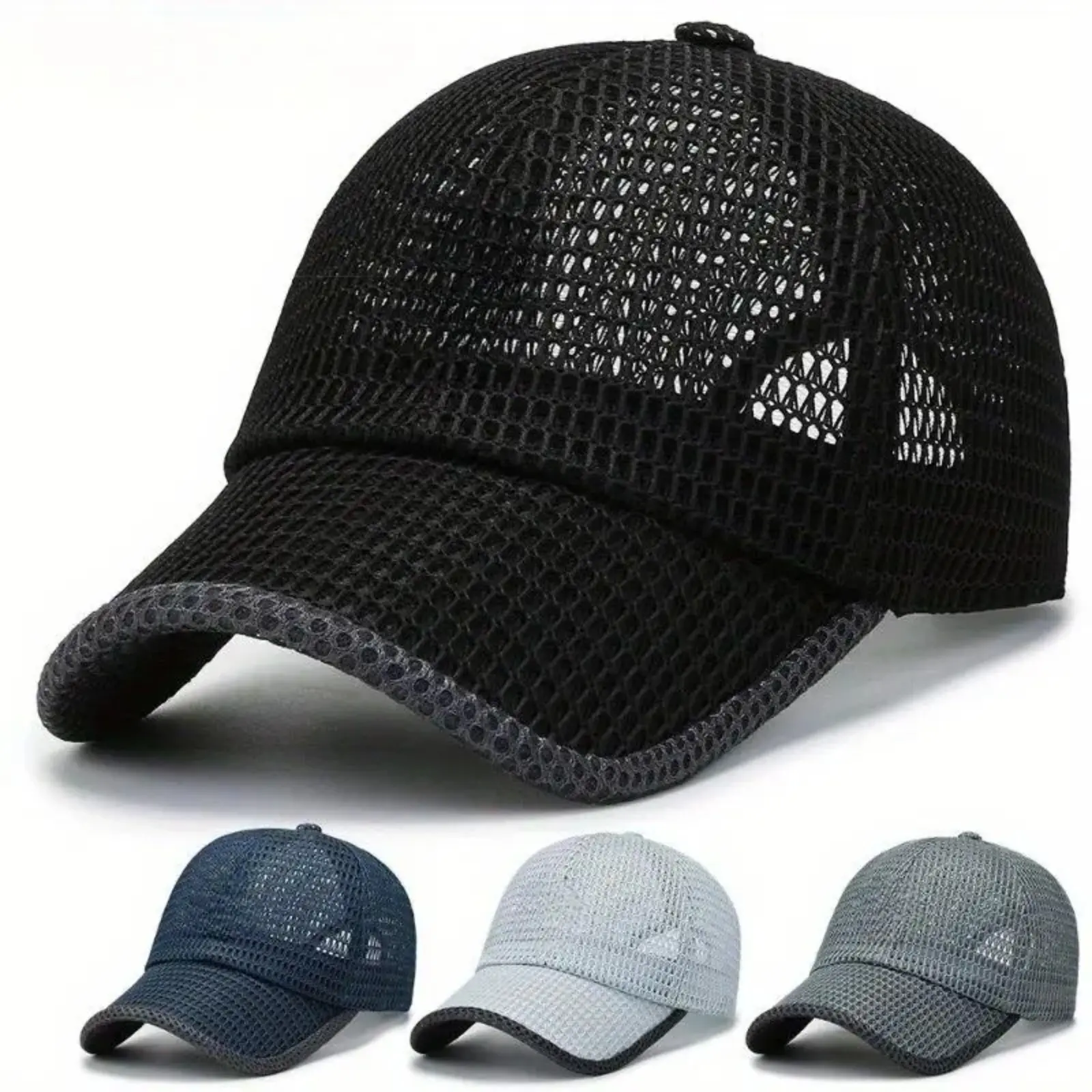 3 Pack Men’s Breathable Mesh Duckbill Baseball Caps, Lightweight Ventilated Summer Sun Hats, Versatile Outdoor Sports Accessory for Gym Training, Running & Daily Casual Wear