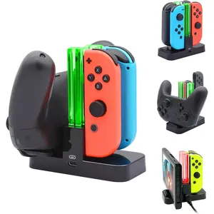 Controller Charger for Nintendo Switch & OLED Model for Joycon, Charging Dock Station for Joy con and Pro Controller with Charger Indicator & Type C Cable for Joycon 1 Controller Black