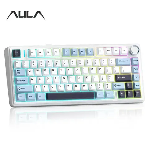 AULA F75 Wireless Mechanical Keyboard, RGB Backlight Gaming Keyboard, Durable Ergonomic Design Mechanical Keyboard for Office & Home, Gifts for Gamers, Lighted Mechanical Keyboard