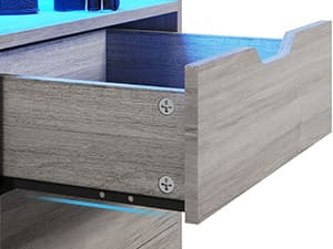 Sikaic LED Tall Nightstand with Bookshelf Charging Station Grey Modern Side Table Bedside Cabinet RGB LED Lights 2 USB Ports & 2 Power Outlets for Bedrooms and Living Rooms