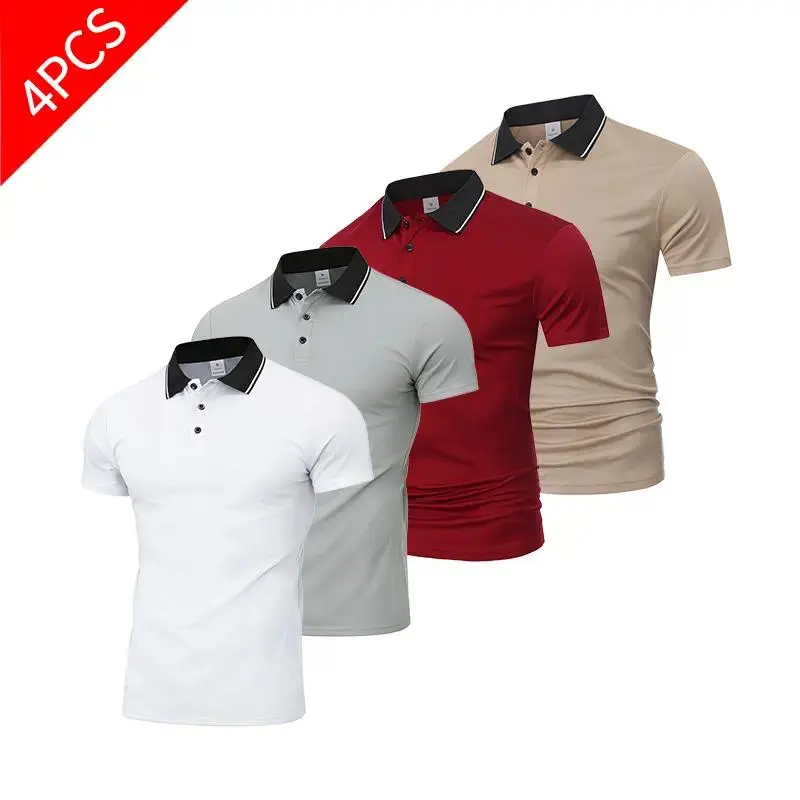 Men's Casual Collared Polo Shirts - Black & White Trim Neck, Button Closure, Plain Design, Athletic Fashion Activewear, Golf Fit, Clearance Sale, Ideal Menswear Gift,back to school,back to school haul