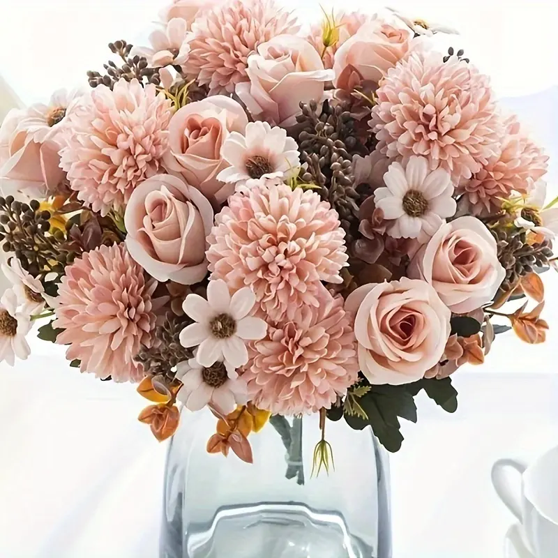 Artificial rose bouquets are a great home decoration; they add a touch of freshness to wedding designs and wedding decorations.
