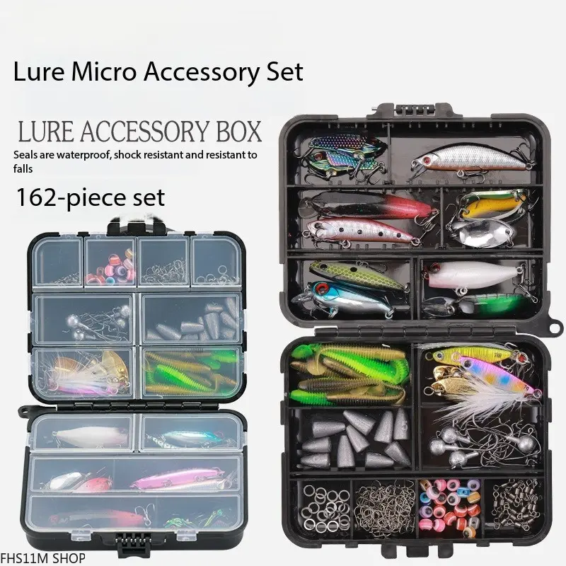 162Pcs Complete Fishing Tackle Kit - Ultralight Micro Lures, Soft Plastics, Minnows & Crankbaits Box Set