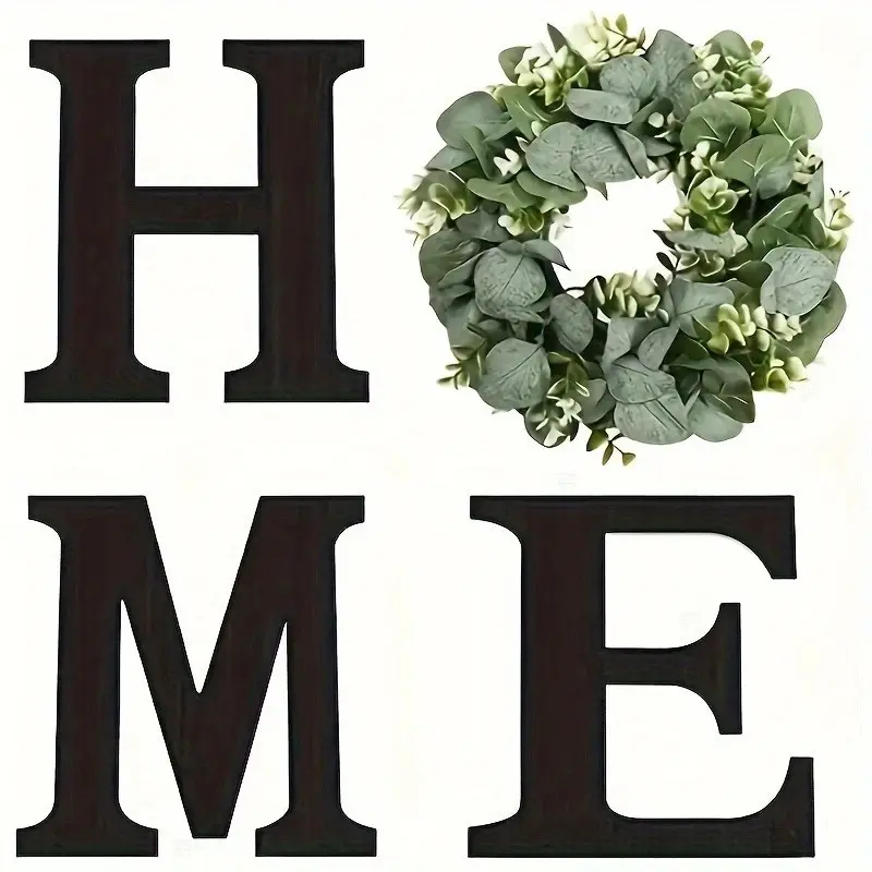 Wooden Home Wall Hanging Sign, Fall Letter Wreath, Rustic Front Door Ornament, Thanksgiving, St. Patrick's Day, Autumn Decor, Farmhouse Style