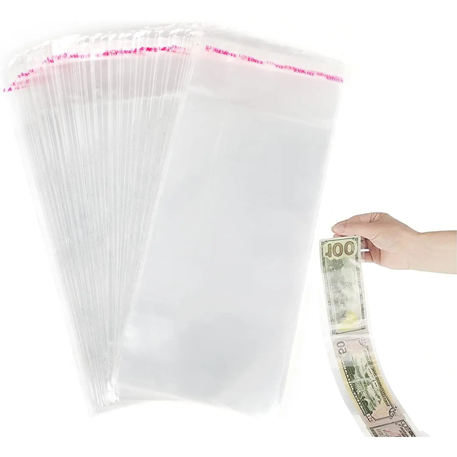 100 count Cake  Box Transparent Bag,Resealable Cellophane Adhesive Self-Sealing Clear Plastic Packing Bag for Birthday Wedding Party Decoration,3.1X7.5in