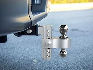 Adjustable Trailer Hitch, 6 Inch Drop Hitch Ball Mount (Fits 2-Inch Receiver), 12,500 LBS GTW, (2" & 2-5/16") Chrome Plated Steels Balls, Aluminum Tow Hitches with Two Anti-Theft Pins Locks