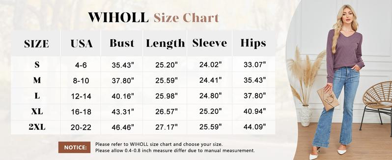 WIHOLL 2025 Women's V-Neck Knitwear - Crochet Knitting Details, Flattering Silhouette, Breathable Womenswear Top for Office & Casual