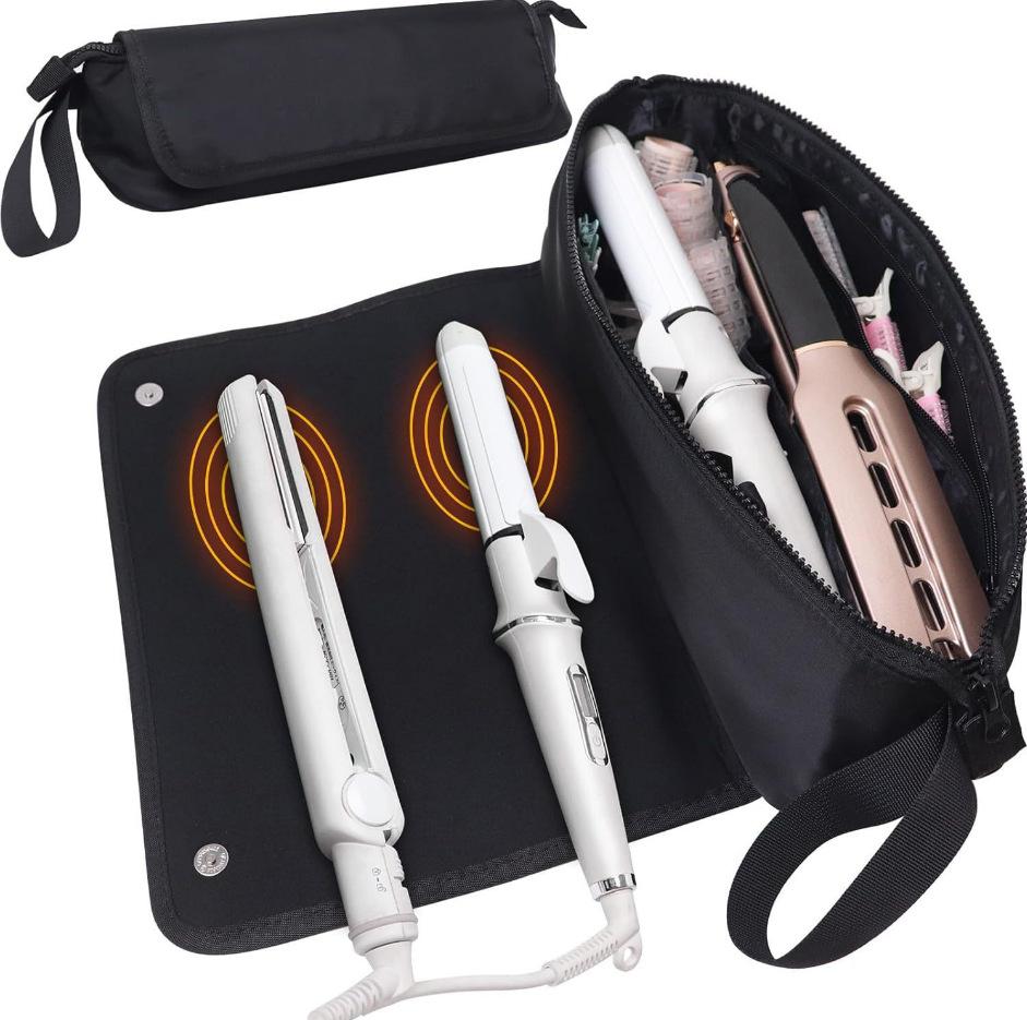 New Hair Straightener Storage Organizer Bag, Heat Resistant Curling Iron Pouch, Hair Dryer Styling Tools Storage Bag, Portable Travel Heat Proof Organizer, Large Capacity Home Hair Care Tools Bag with Anti-Scald & Safe Design