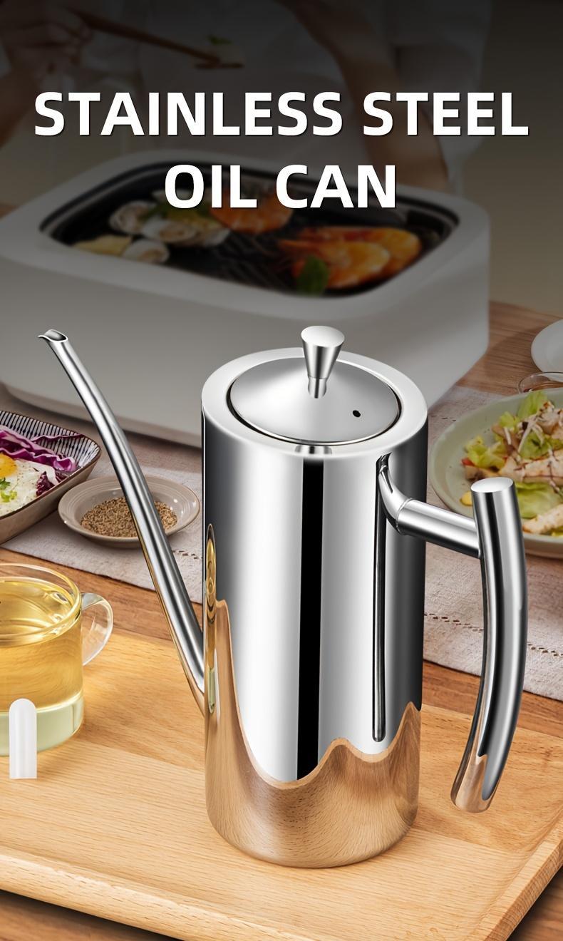 304 Stainless Steel Oil Dispenser And Bottle, Oil Control Pot And Sauce Bottle, European-Style Leak-Proof Condiment Container with Large Capacity, Rust-Resistant Kitchen Seasoning Pot, Creative Disposable Oil Dispenser