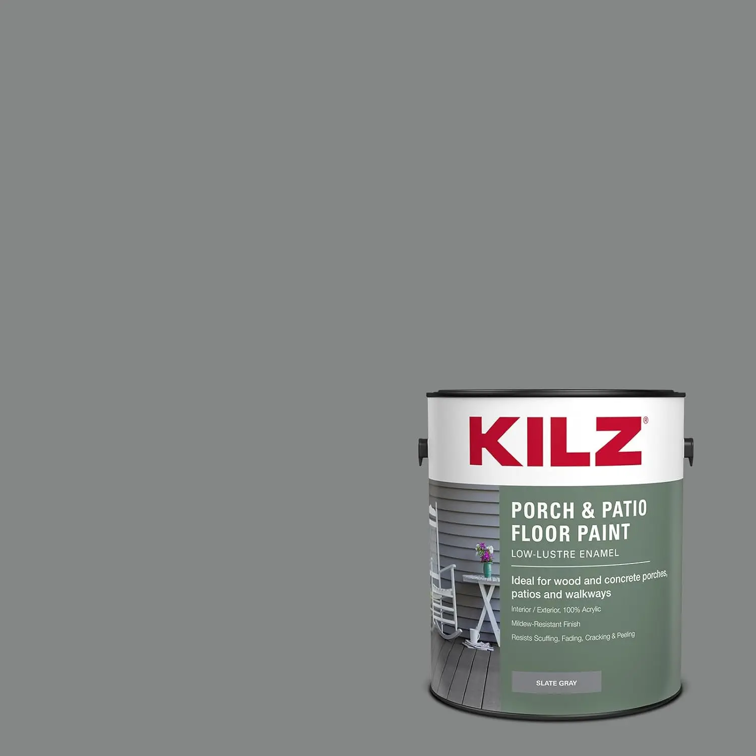 KILZ Low-Lustre Enamel Porch & Patio Latex Floor Paint, Interior/Exterior, Slate Gray, 1 Gallon