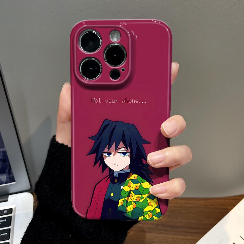 Creativity Giyuu Liquid Silicone Case for iPhone 11-16 Pro Max, Full-Print Anime Design, Fade-Resistant & Shockproof | Perfect for Kimetsu Fans
