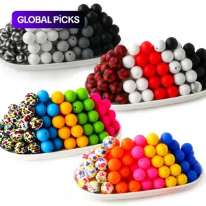 15mm Silicone Bead, 50pcs/set Round Printed Bead, DIY Jewelry Making Supplies for Bracelet Necklace Earrings Pendant #TOP PICKS