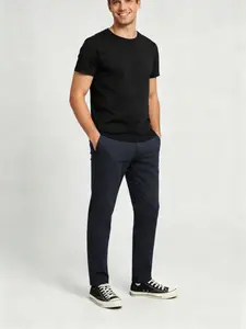 Men's Elastic Dress Pants, High Stretch Wrinkle-Resistant Fabric, Mid Waist Button Fly, Slim Fit, Business & Casual, All Seasons