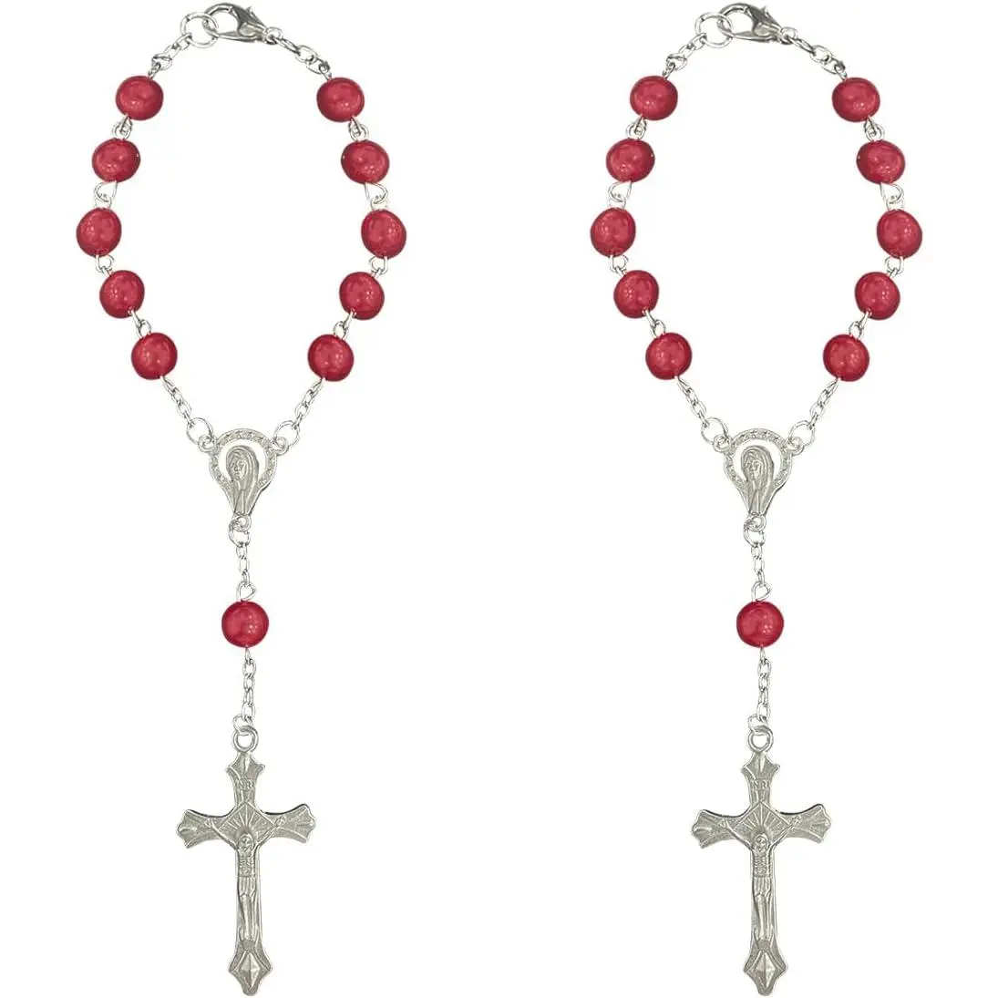 2 count  Rosary for Rearview Mirror (White)