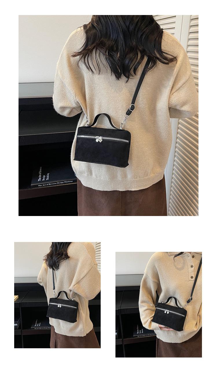 Luxury Suede Versatile Shoulder Bag  Purse Fall Winter Retro Matte Crossbody Handle Bag for Women Texture Simple Satchels Bag