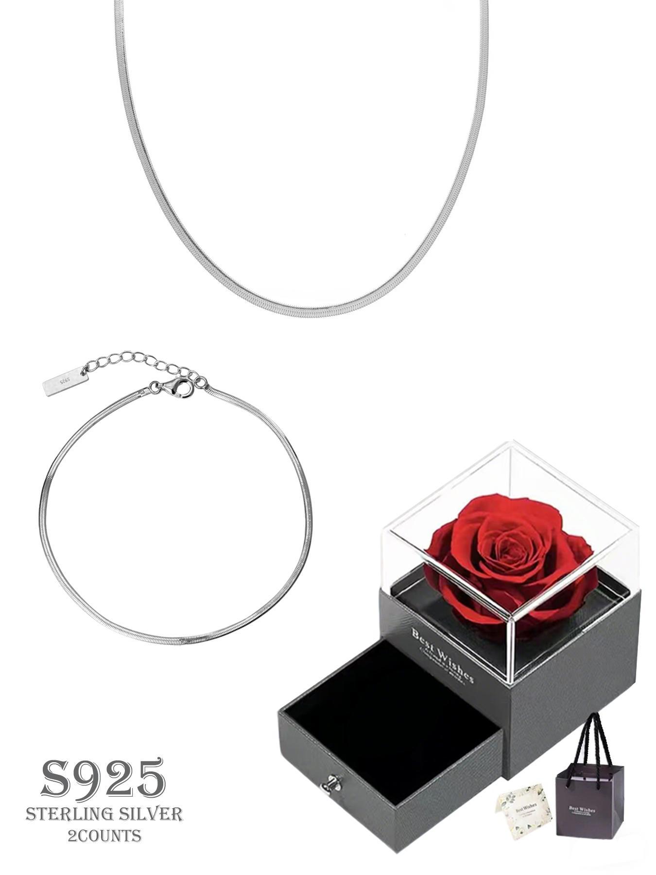 925 Sterling Silver Simple Chain Design Anklet, Ankle Bracelets & Necklace, Valentine's Day Gifts, Fashionable Jewelry for Women & Girls, Trendy All-match & Exquisite Jewelry for Birthday Gift