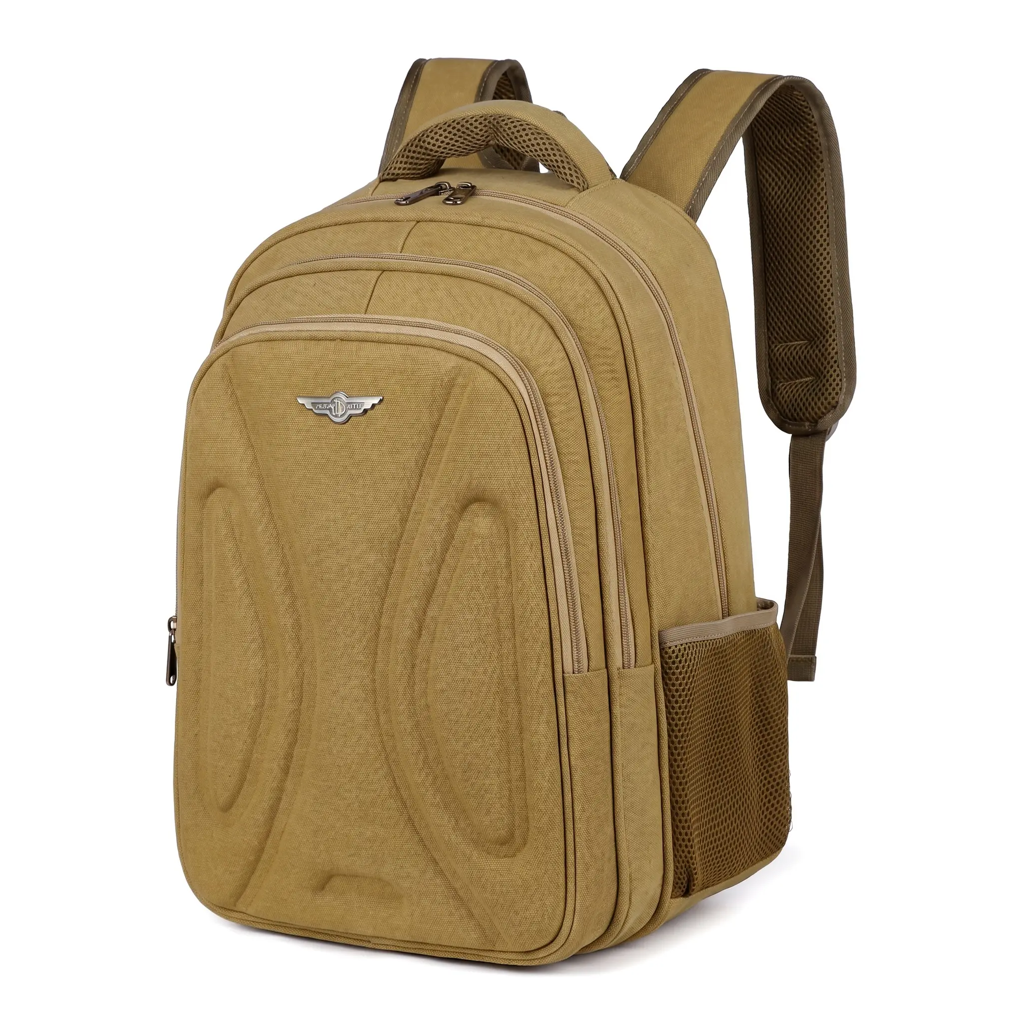 Casual Solid Canvas Backpack with 16-Inch Laptop Sleeve for Business Travel, Unisex Lightweight and Adjustable 20-35L Rucksack, Simple, Zip, Daily Commute, High-Capacity, Patchwork, Chic