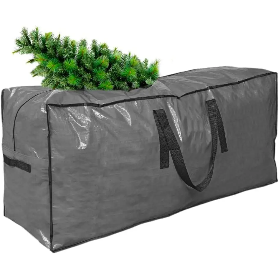 Christmas Tree Storage Bag - Tall Disassembled Holiday Tree Storage Case in Protective Zippered Gray Bag (9ft)