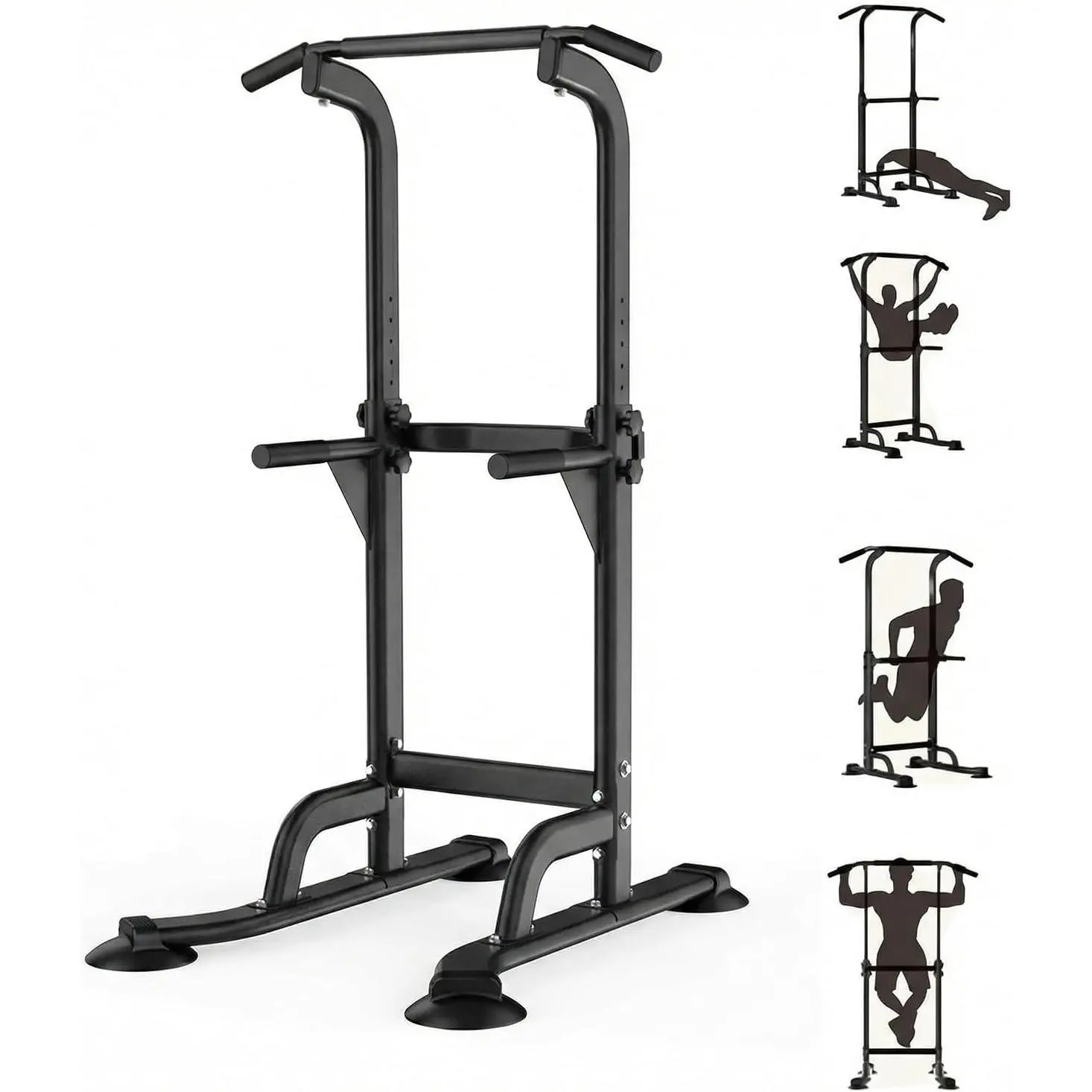 Heavy Duty Power Tower – Pull Up Bar & Dip Station | Adjustable Height (5'5"-6'19") | Commercial Steel, Foam Grips | For Home Gym, Garage, Apartment | Calisthenics, Strength Training | Stable, Rust-Resistant | Multi-Grip | Full Body Workout Equipment