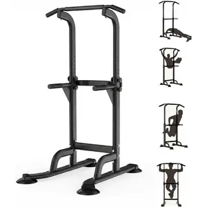 Heavy Duty Power Tower – Pull Up Bar & Dip Station | Adjustable Height (5'5"-6'19") | Commercial Steel, Foam Grips | For Home Gym, Garage, Apartment | Calisthenics, Strength Training | Stable, Rust-Resistant | Multi-Grip | Full Body Workout Equipment