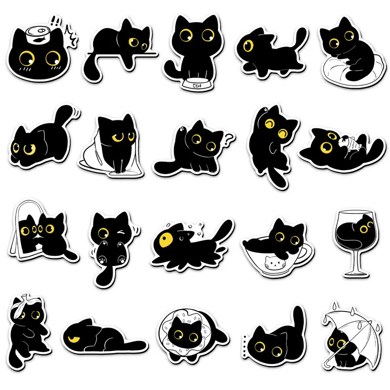 Cartoon Black Cat Refrigerator Magnets - Thickened Cardboard Soft Magnet Cute Cat Magnetic Stickers, Pet Decor Magnetic Stickers