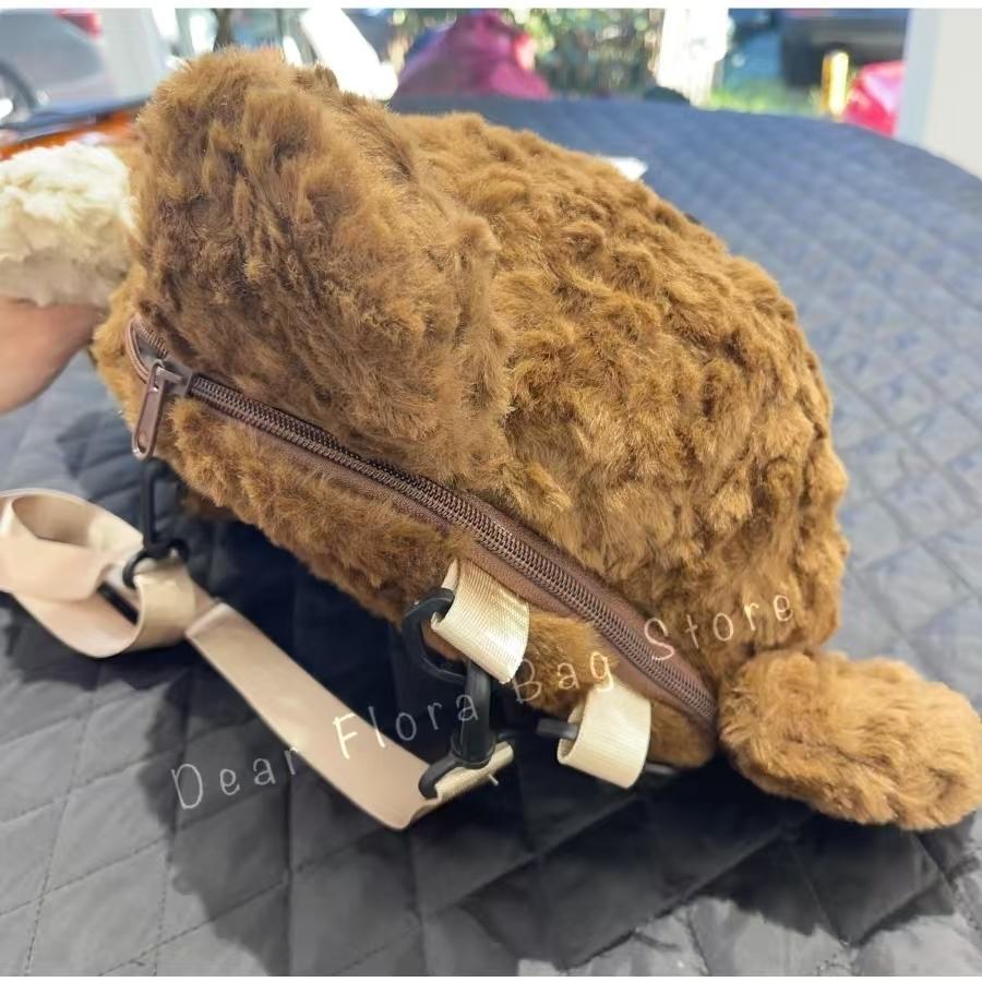 New Cute Plush Brown Bear Backpack Kawaii Soft Animal Knapsack High Quality Lolita Furry Shoulder Bag Fashion Girl Birthday Gift