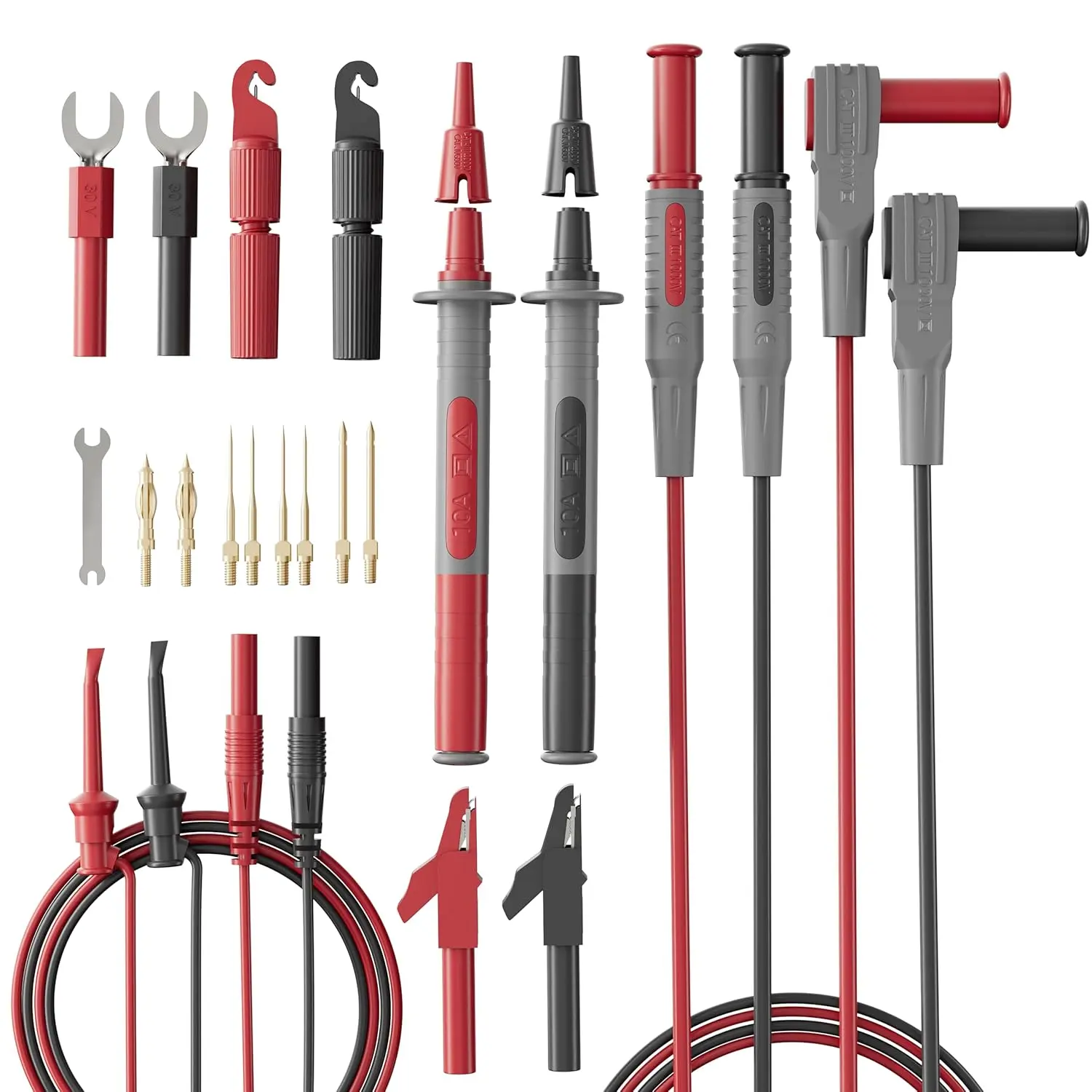 25-Piece Silicone Multimeter Test Lead & Back Probe Kit - Premium Modular Volt Meter Probes with Alligator Clips, 40 in Leads for Automotive Multi Meter Digital & Ohm Meter