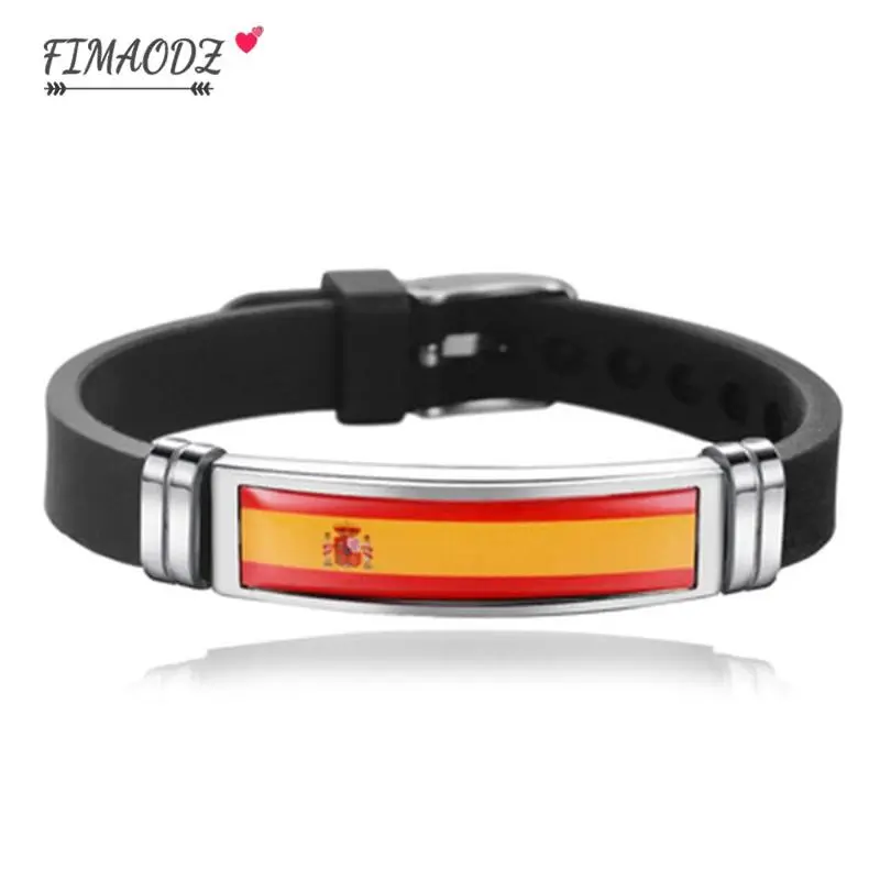 FIMAO Unisex Flag Bracelet - Spain/Israel/Germany Themed, 2020 Souvenir, 1 Size, Soft Clay, Non-Tarnish, Party Gift for Family Holiday Decor, Female, One Size