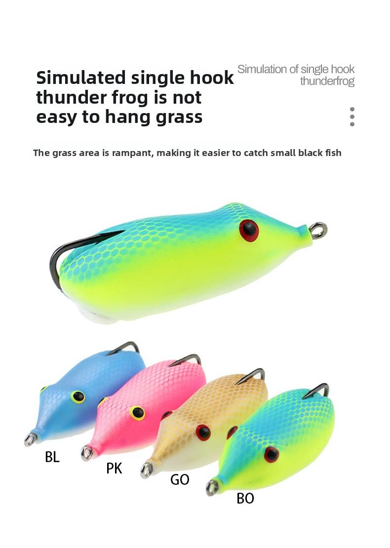 Topwater Frog Lure Single Hook Weedless Fishing Lure for Snakehead Bass Long Cast Floating Frog Lure Heavy Grass Freshwater Fishing Tackle