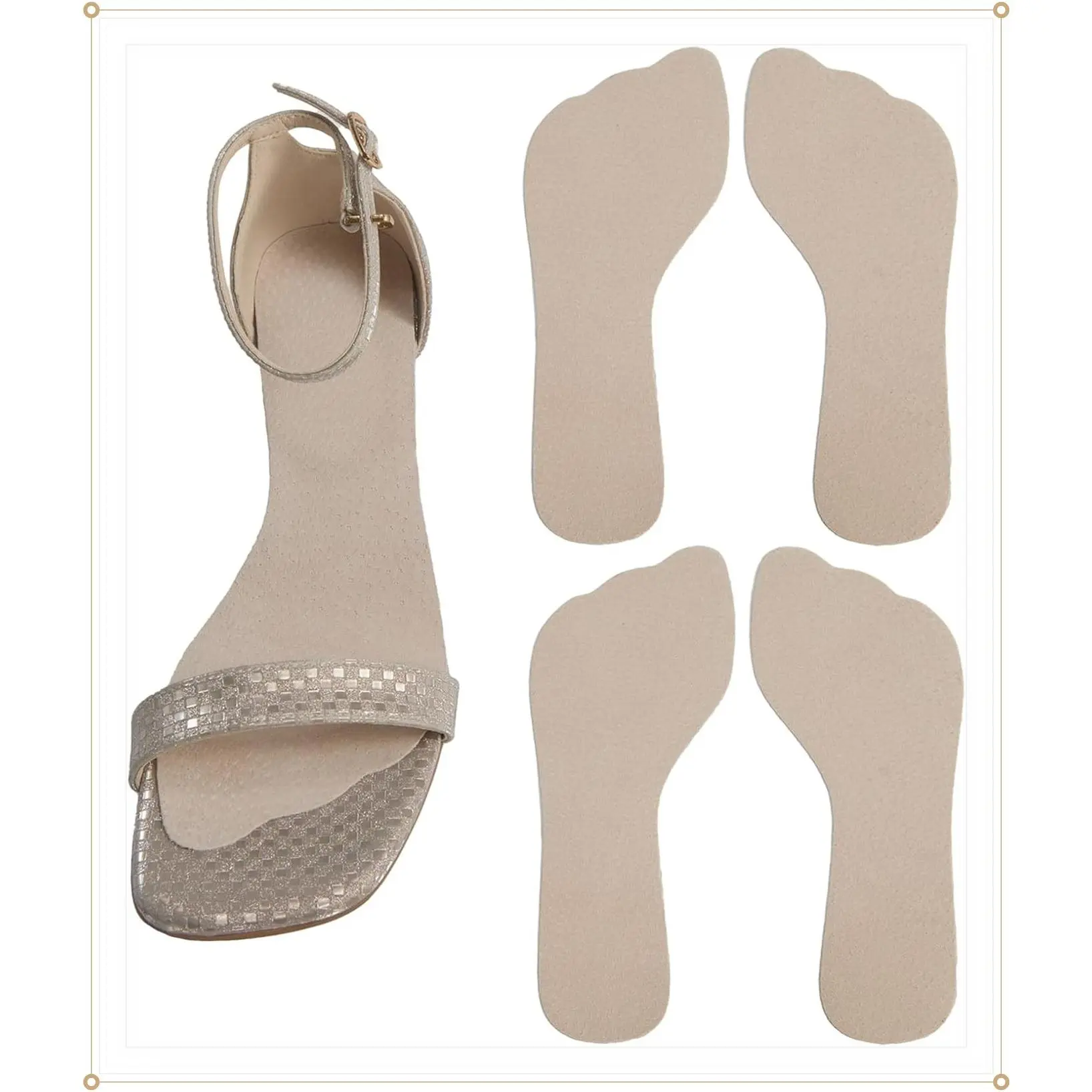 2 Pairs Pigskin Non-Slip High Heel Inserts, Ultra-Thin Adhesive Barefoot Sandal Pads, Lengthened 3/4 Weight-Shifting Insoles for Dress Shoes, Flats and BootsGift
