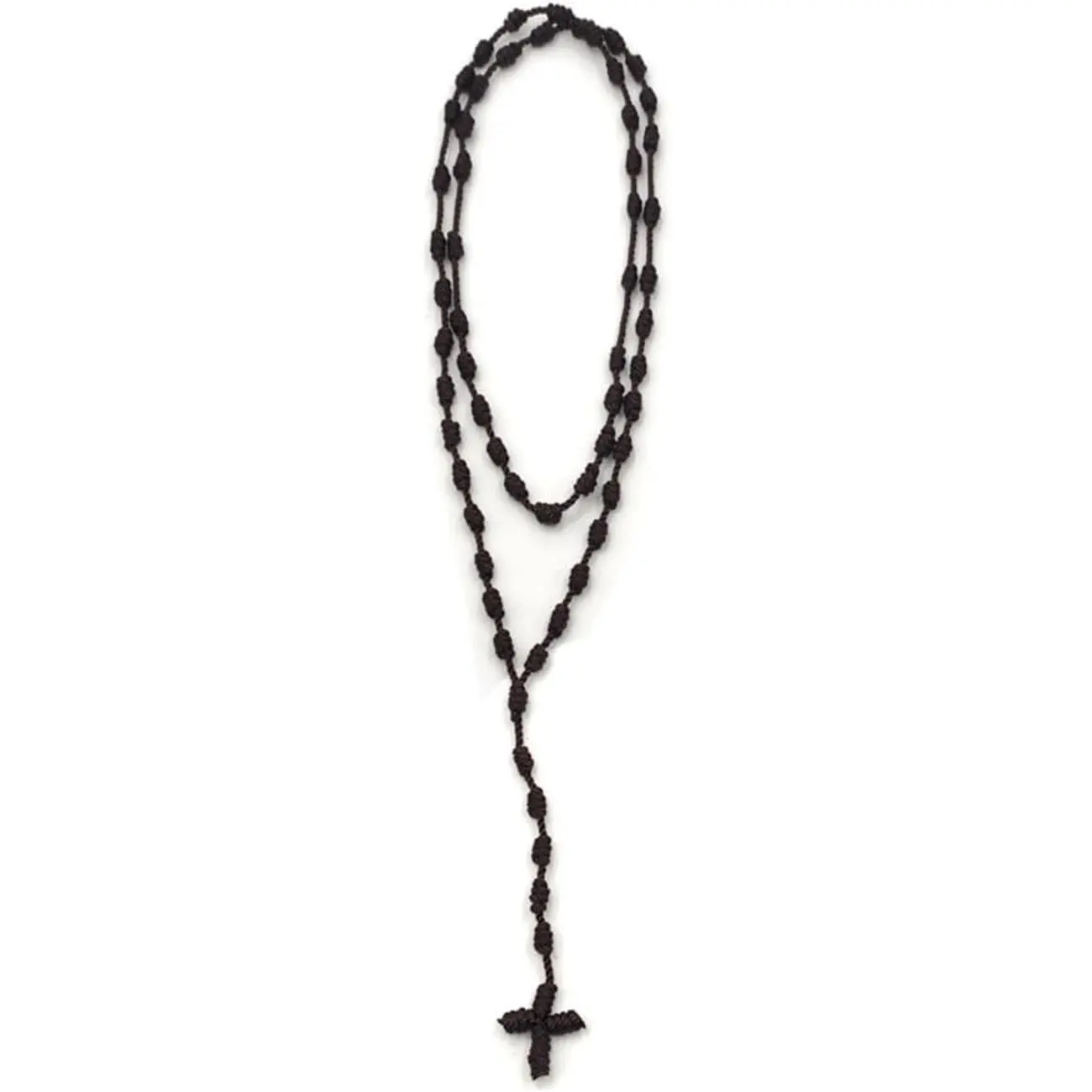 Lightweight Catholic Knotted Rosary Cross Long String Necklace for Women Durable Braided Knotted Cord Spiritual Necklace Keepsake Gift for Teen Girls Boys, 20 Inches