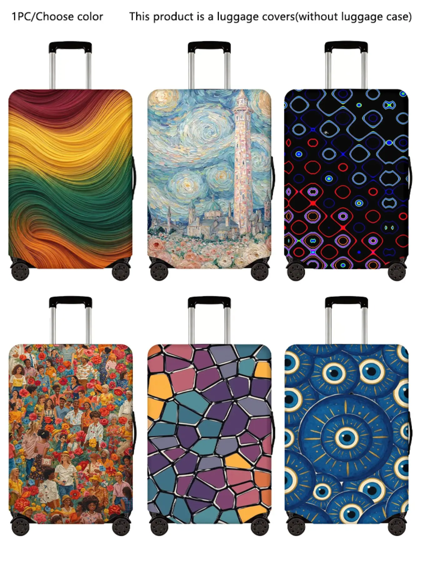 Advanced Artistic Luggage Protector, Thick Dust Cover, Durable Elastic Material, Suitable for 18-32 Inch Luggage, Travel Essential Accessory