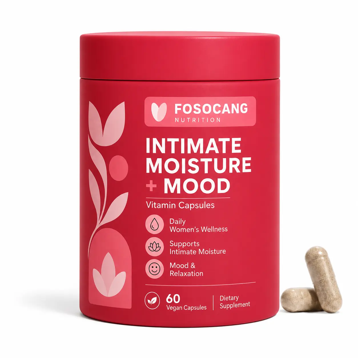 FoSoCang Moisture & Mood – Formulated to Support Moisture, Mood & Relaxation – with KSM-66 Ashwagandha, Ginkgo Biloba, Mucuna pruriens, and GABA – 30 Servings