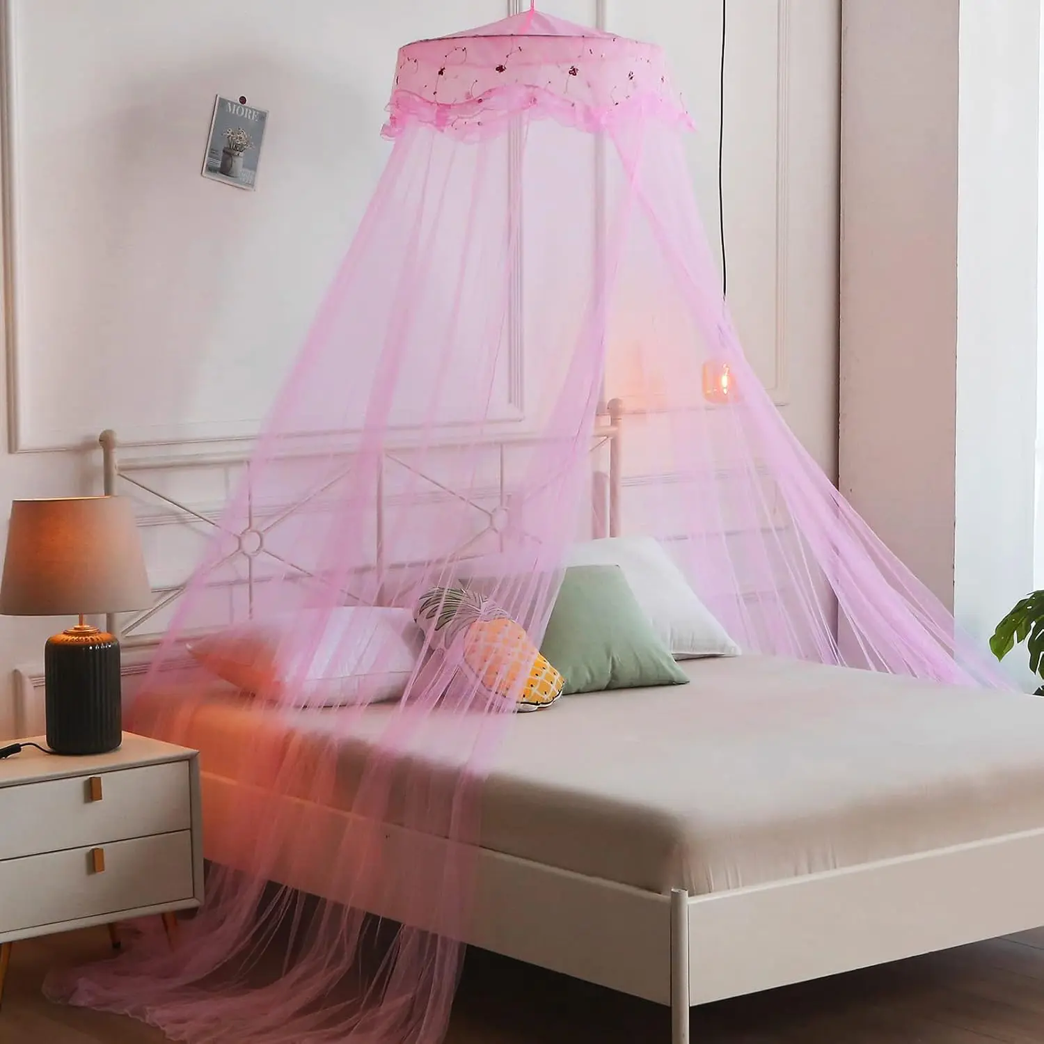 Foldable Modern Pink Mosquito Net Bed Curtain Tent, Twin/Queen Size, for Baby Crib & Adults, Bedroom Decor Netting