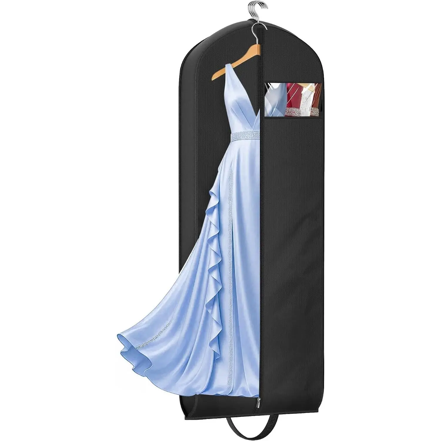 65" Long Garment Bags for Travel for Women, 4" Gusseted Waterproof Dress Bags for Gowns, Hanging Clothes Covers for Closet Storage, Wedding Dresses StorageGift
