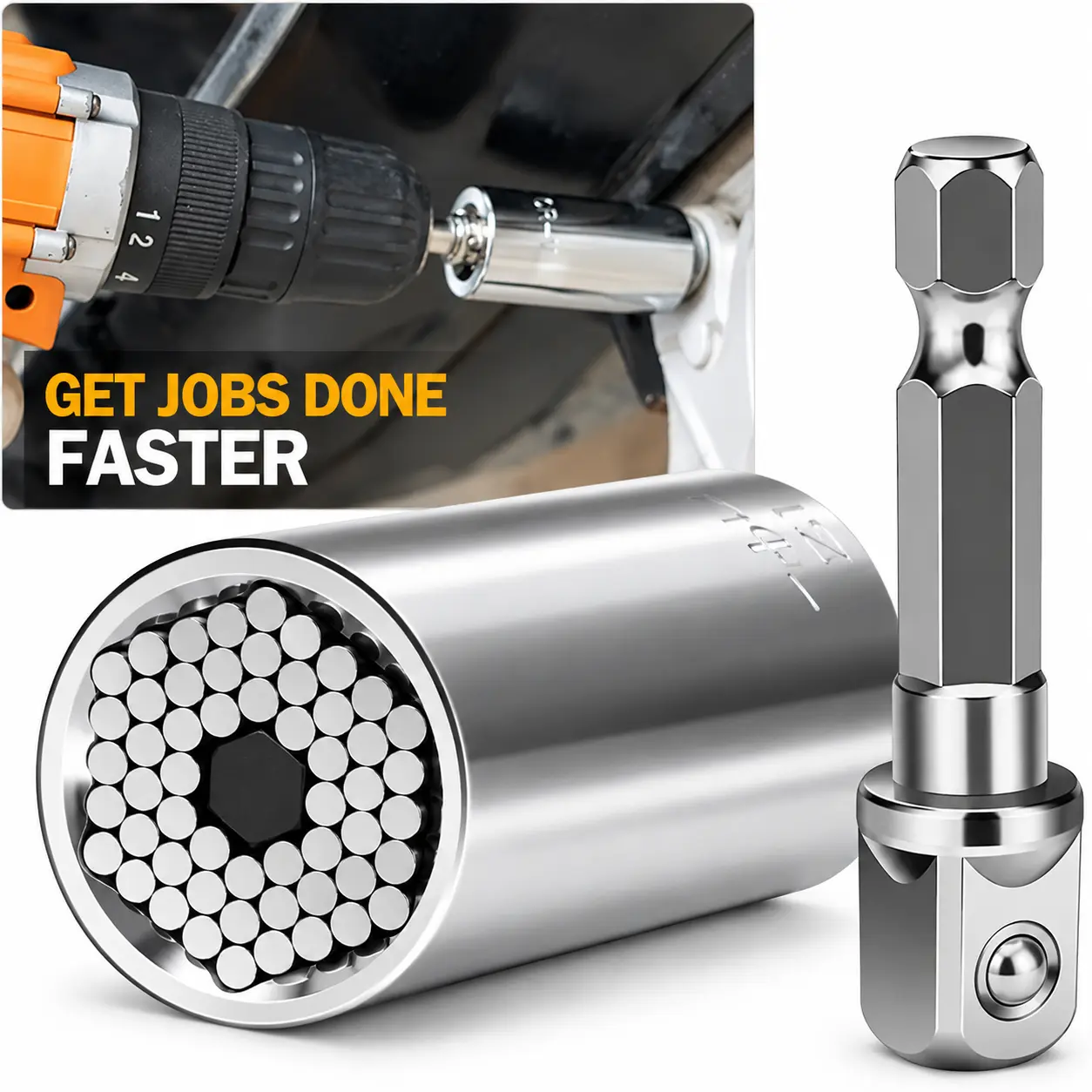 Universal Socket Wrench Set, 7-19mm Multi-Fit Socket Tool Kit, Automotive Repair & Home DIY Hand Tools