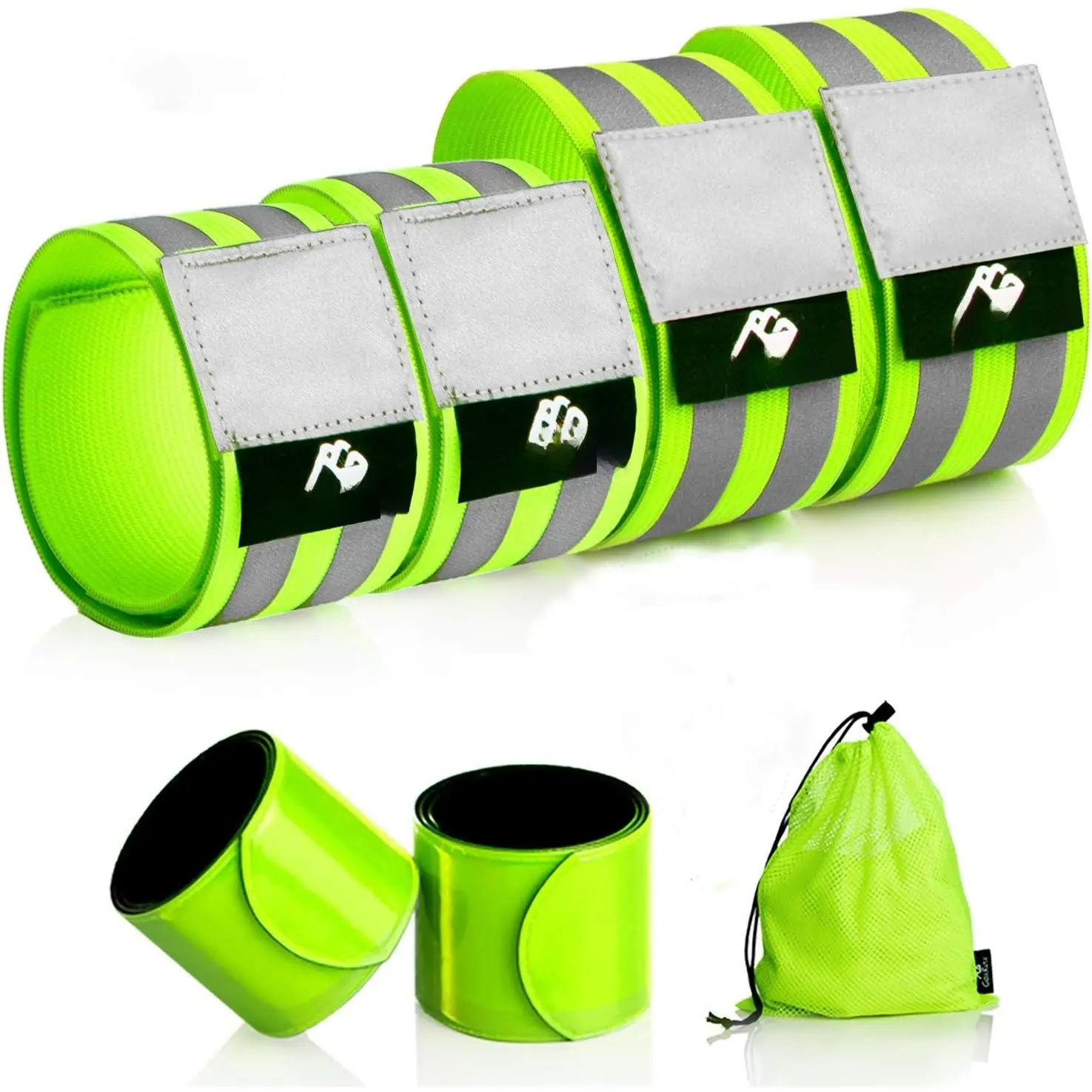 Reflective Bands Running Gear 6 Pack-Adjustable Reflective Armband Arm Wrist Ankle  Bands Reflectors -Reflective Tape Straps for Clothing Night Running Cycling Walking - Bracelets