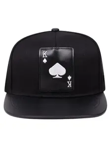 Poker Ace King Playing Card Baseball Cap, Retro Black Camouflage Hip Hop Snapback Hat, Premium Leather Patch Viral Graphic Cap, Casual Summer Outdoor Sun Visor