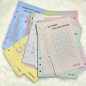 48 Sheets 100 Envelopes Money Saving Challenge Binder Trackers, 6 Ring A6 Binders Savings Challenge Trackers Cards for Budget Planner, Multiple Budget Sheets for Cash Stuffing