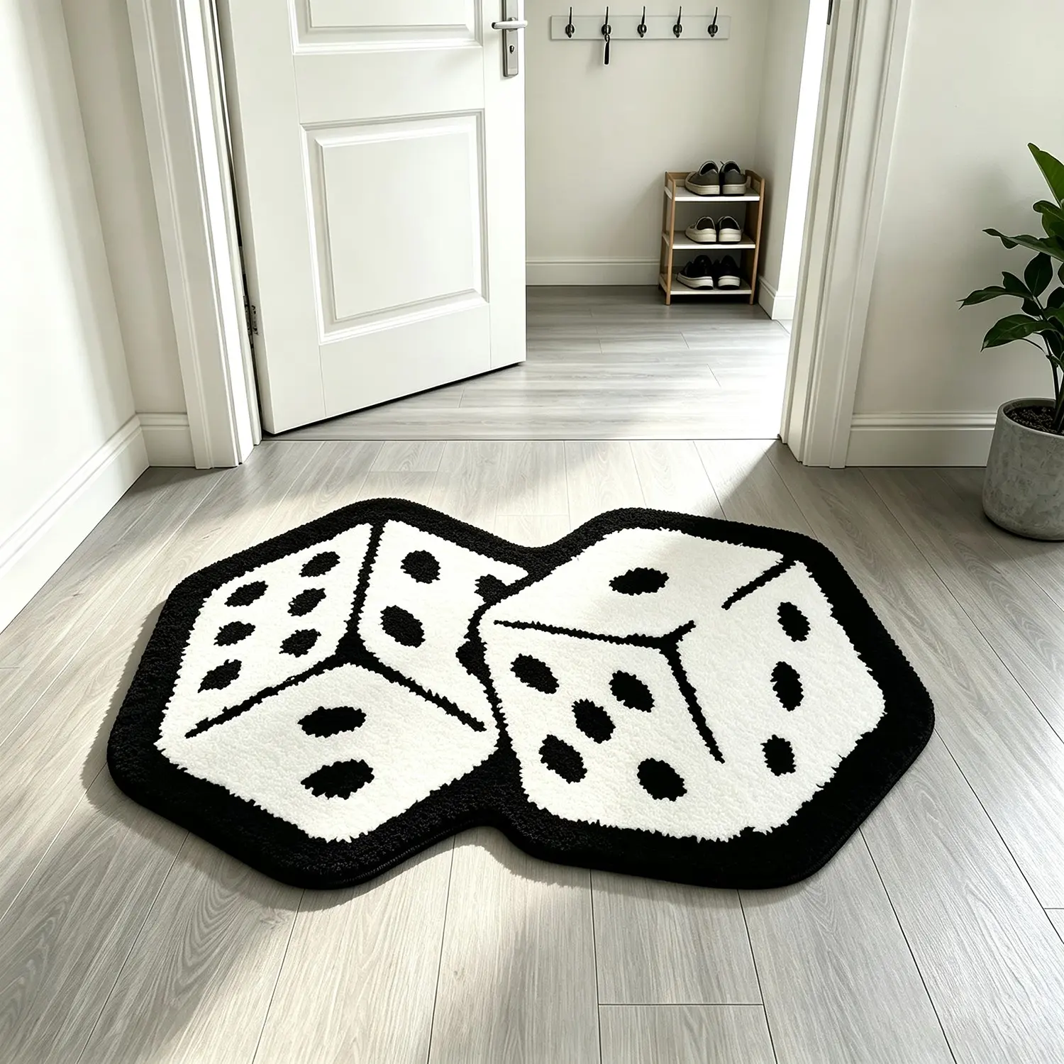 Dice Shape Rug, Cool Creative Mat for Gaming Room Bedroom Bedside, Soft Plush Foot Pad for Living Room Entryway Bathroom