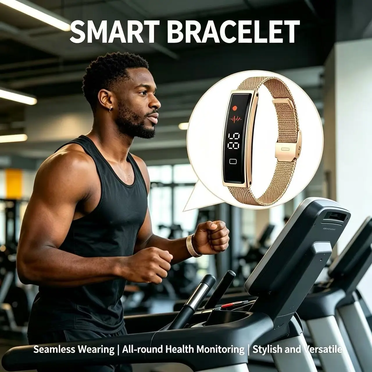 Luxury Metal Smart Bracelet, Pressure Blood Oxygen Monitor, Period Reminder, Remote Photo, Message Push, Compatible with Apple Android
