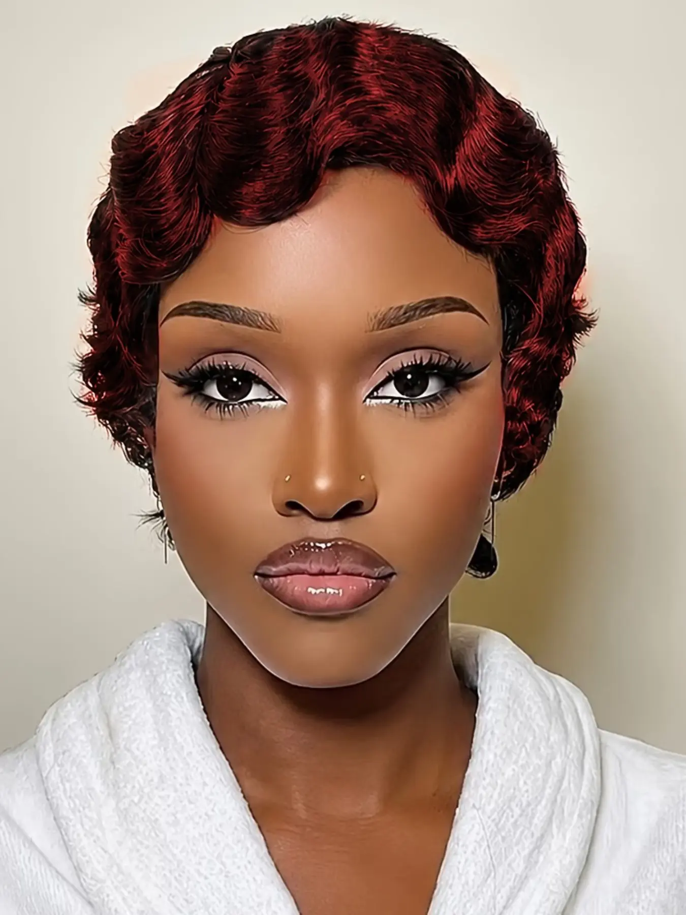 Short Finger Wave Wig Human Hair Wig For Women Brown Short Ocean Wave Wig Pixie Cut Wigs for Woman Bouncy Wave Wigs