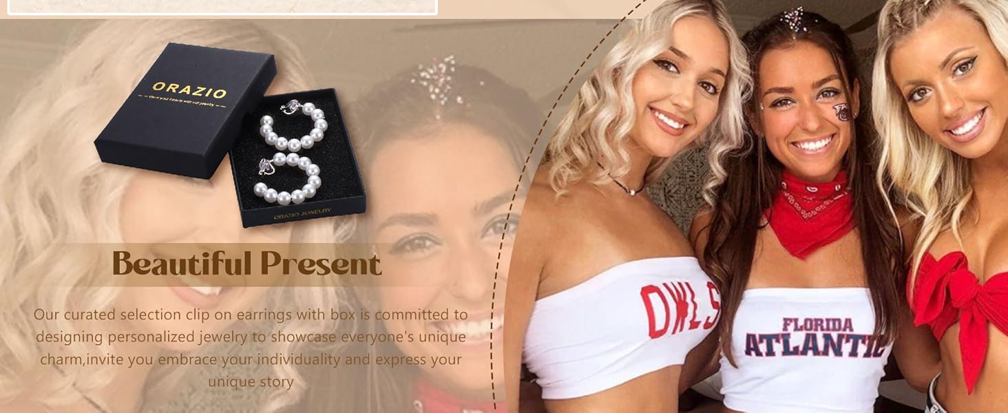 ORAZIO Clip On Earrings for Women - Pearl Drop Dangle Earrings with Bow Heart CZ - Lightweight Hoop Earrings for Non-Pierced Ears Gold Silver Finish Jewelry for Weddings Parties