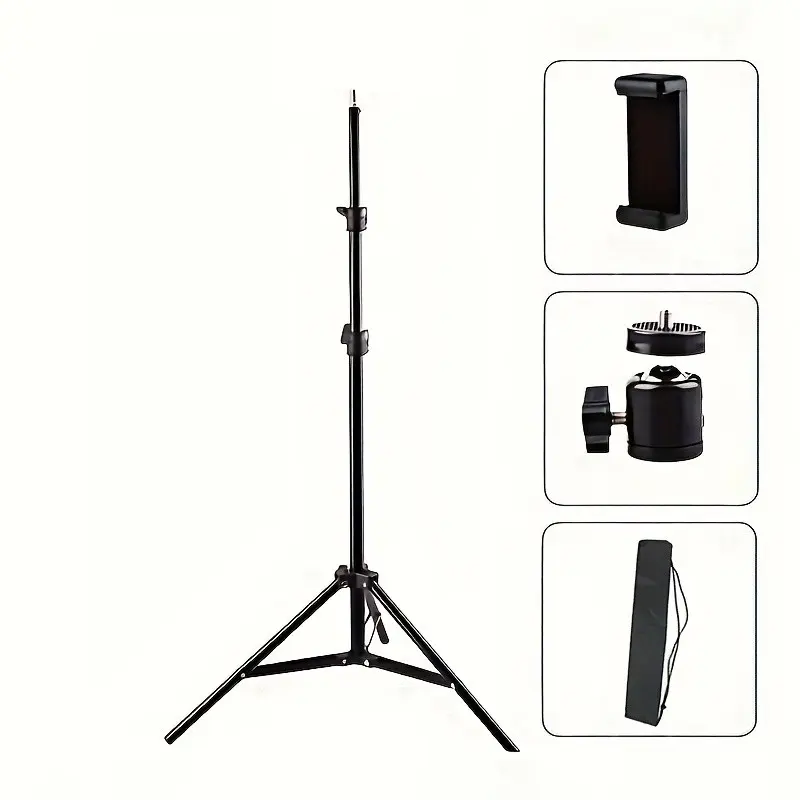 Adjustable height phone tripod, live streaming tripod, telescopic foldable portable metal stand, universal selfie holder, adjustable Swivel Mount bracket, suitable for photography, selfies, live streaming, and video recording